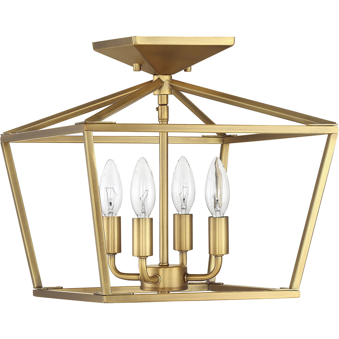 Townsend 4 Light 13 inch Warm Brass Semi-Flush Ceiling Light, Essentials