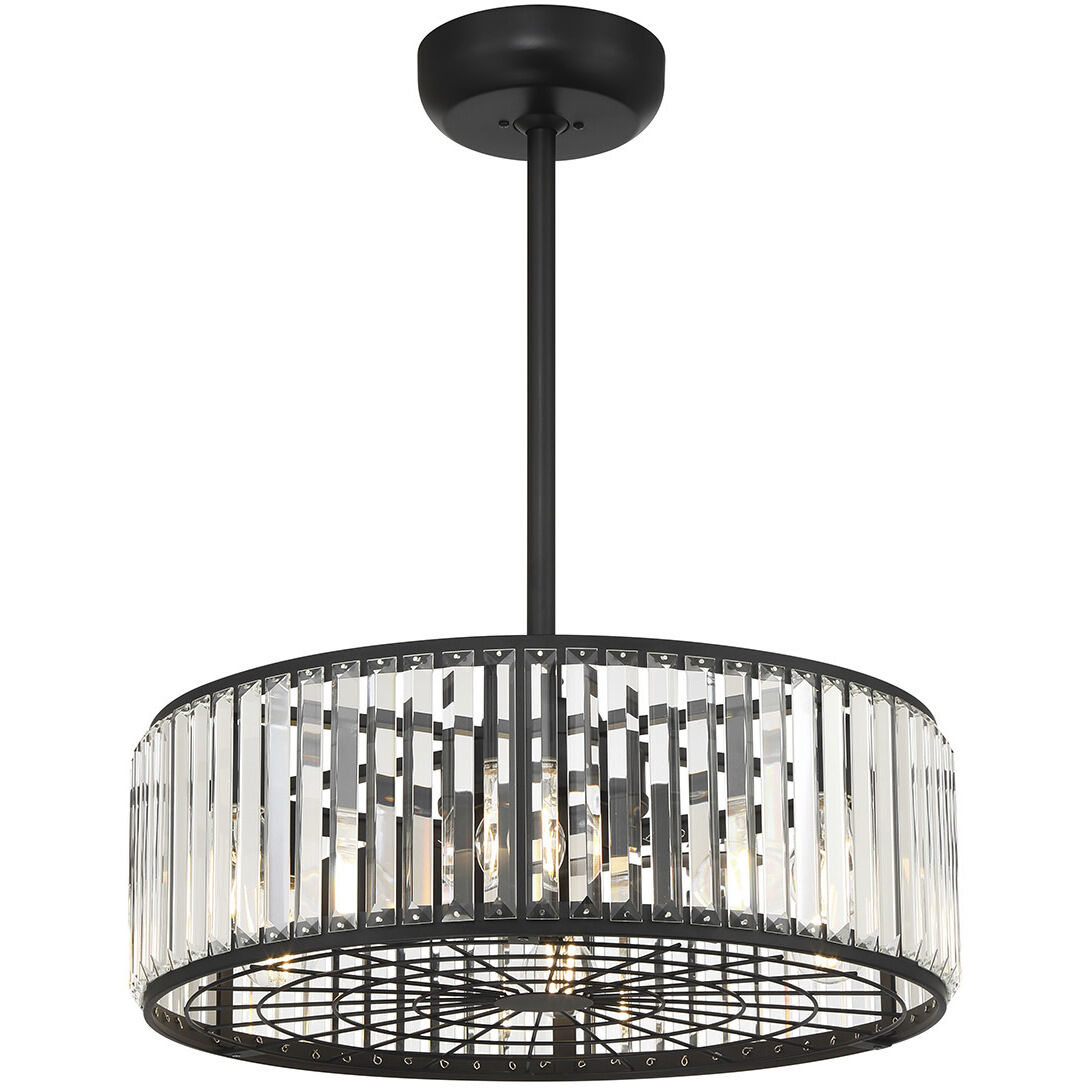 Janus 12 inch Matte Black with Black Blades Fan D'Lier