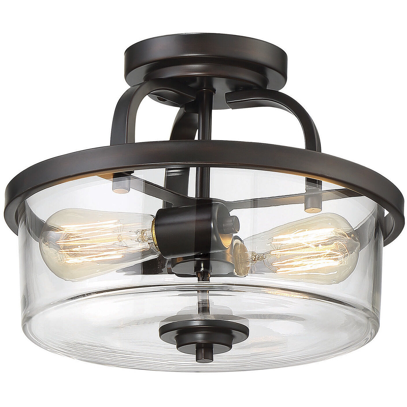 Tulsa 2 Light 12.75 inch English Bronze Semi-Flush Ceiling Light