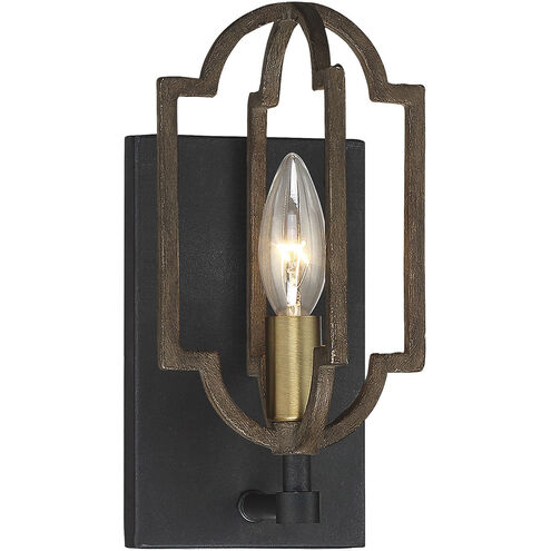 Westwood 1 Light 5 inch Barrelwood/Brass Sconce Wall Light