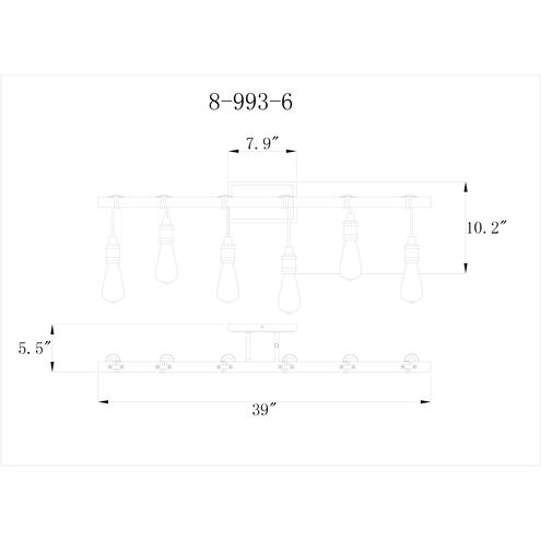 Burgess 6 Light 39 inch Durango Bathroom Vanity Light Wall Light