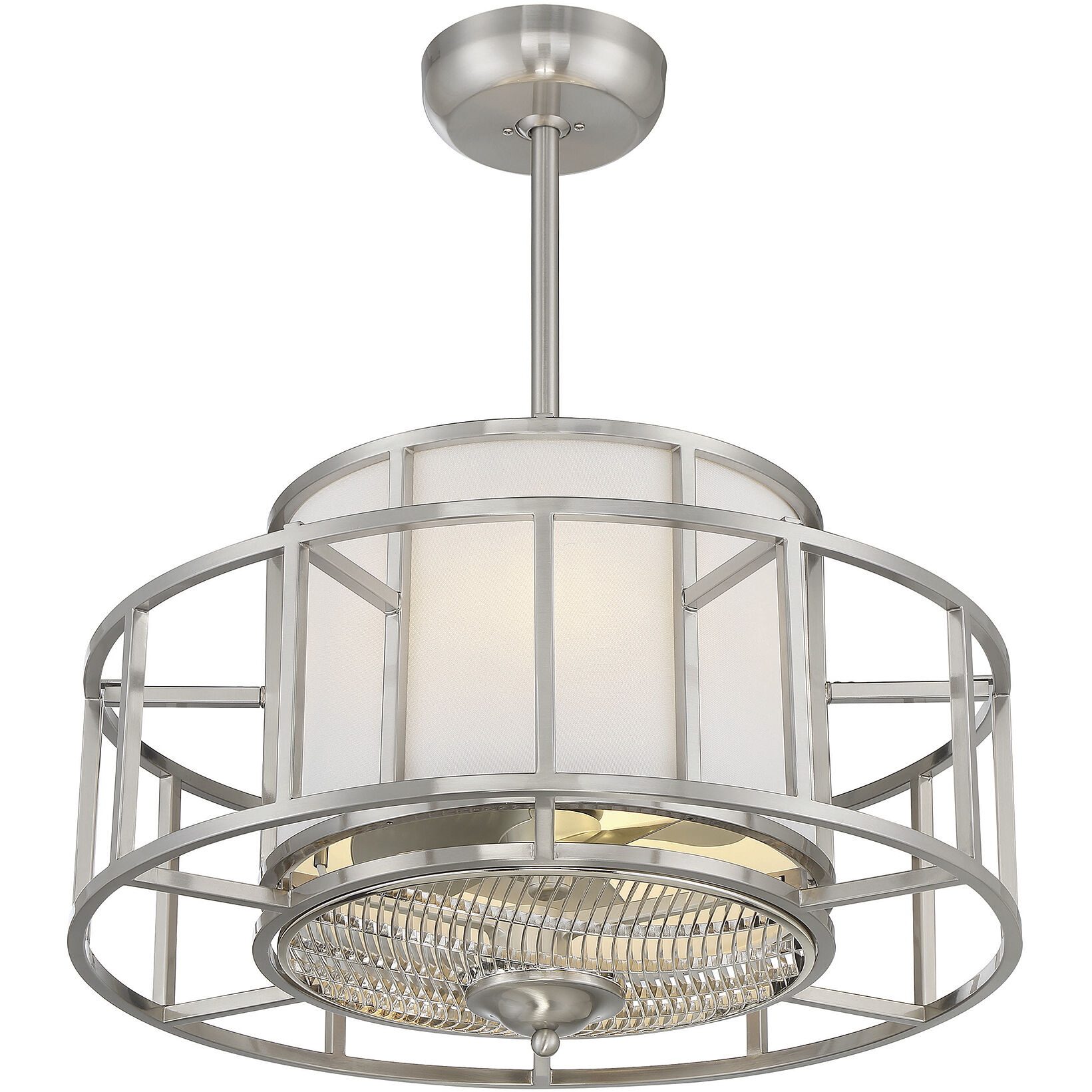 Oslo 12 inch Satin Nickel with Silver Blades Fan D'Lier