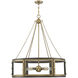 Lakefield 6 Light 34 inch Burnished Brass with Walnut Pendant Ceiling Light