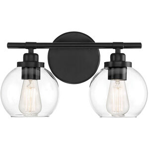 Carson 2 Light 14 inch Matte Black Bathroom Vanity Light Wall Light, Essentials