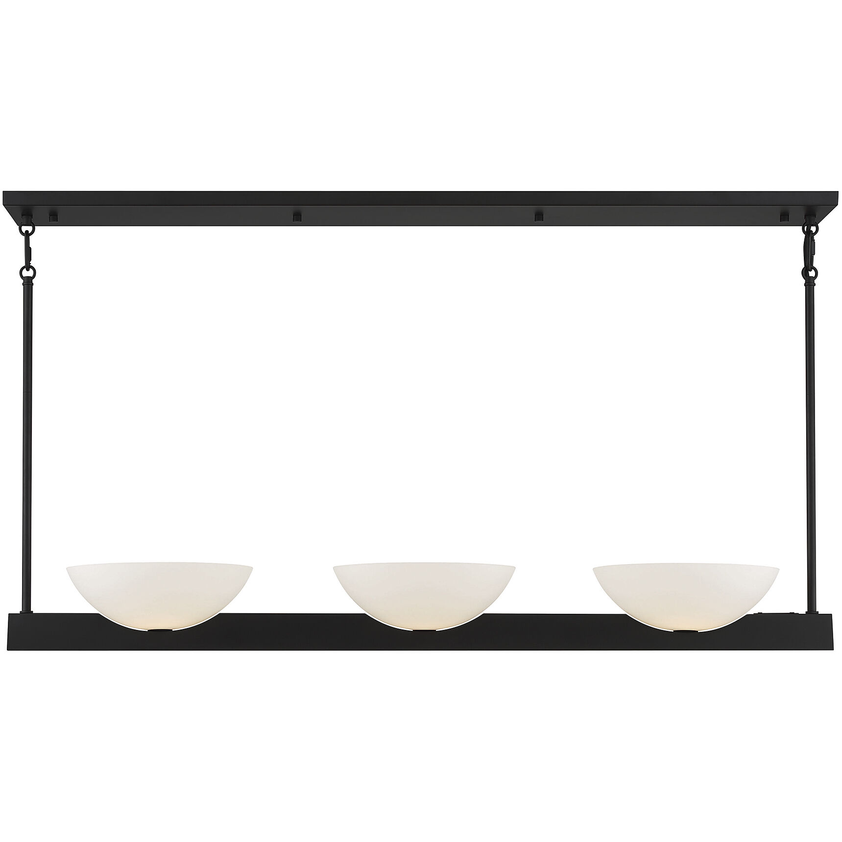 Fallon 3 Light 45 inch Matte Black Linear Chandelier Ceiling Light, Essentials