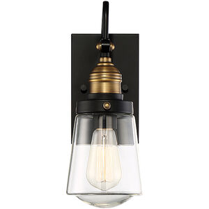 Macauley 1 Light 20.75 inch Vintage Black with Warm Brass Outdoor Wall Lantern