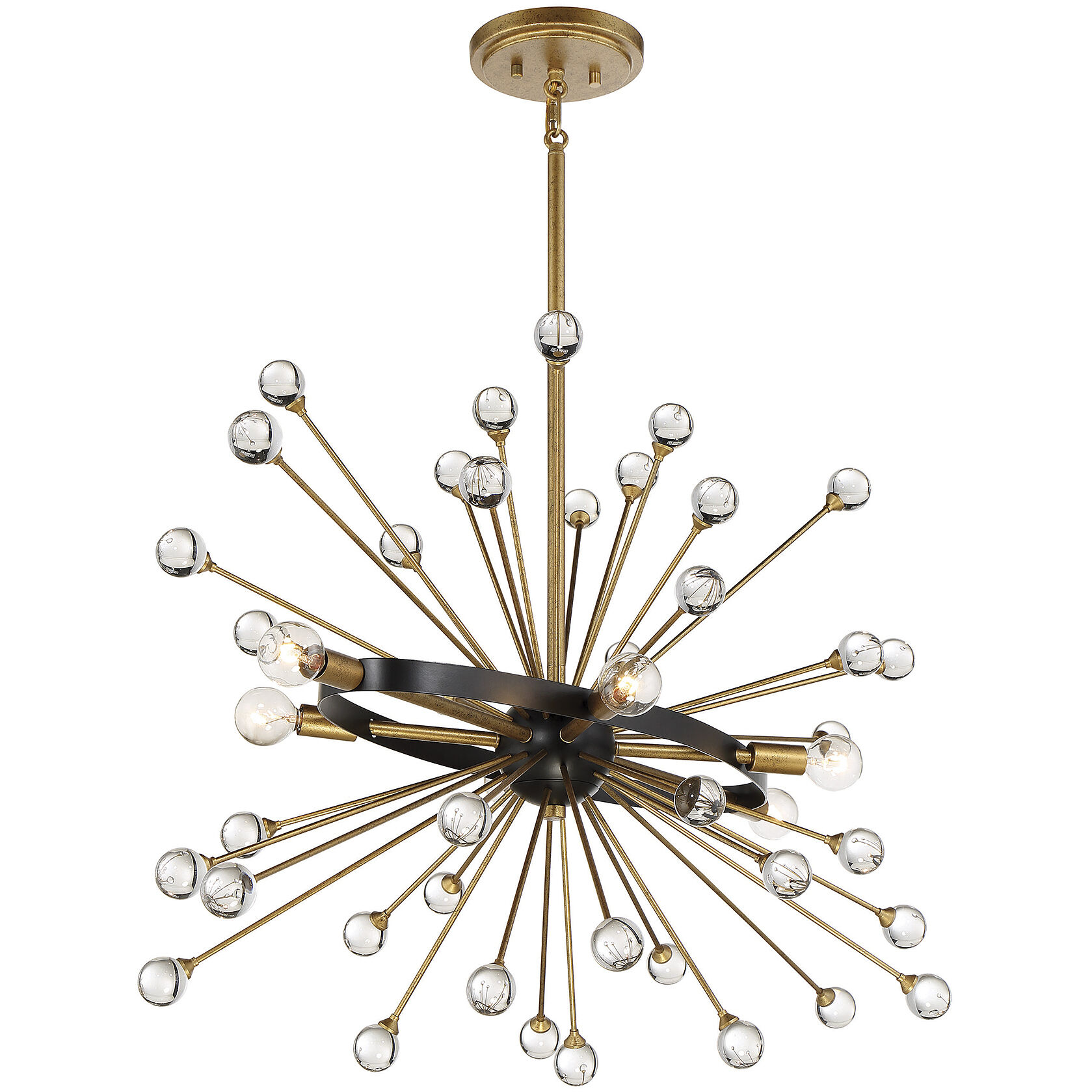 Ariel 6 Light 37 inch Como Black with Gold Linear Chandelier Ceiling Light, Oval
