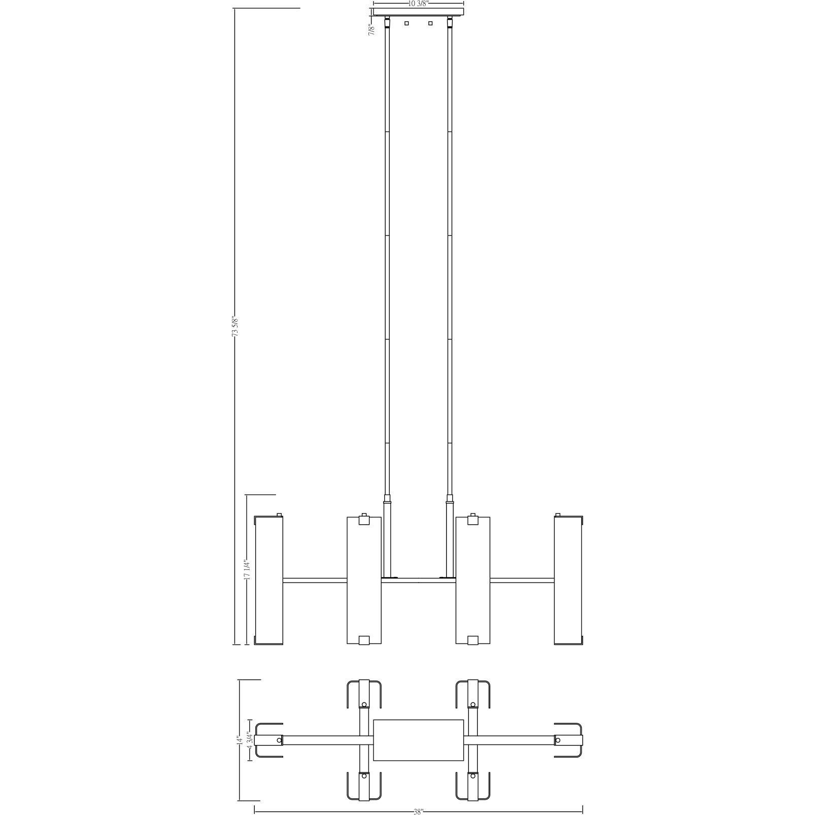 Winfield 12 Light 38 inch Warm Brass Linear Chandelier Ceiling Light, Essentials