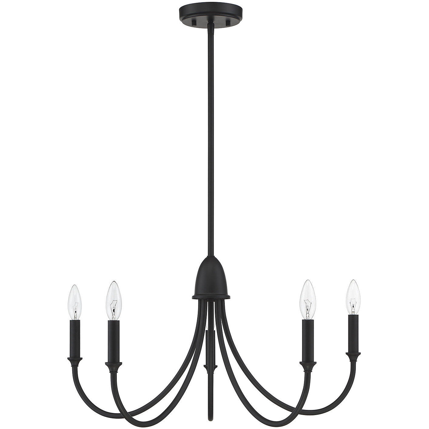 Cameron 5 Light 29 inch Matte Black Chandelier Ceiling Light, Essentials