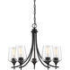 Octave 5 Light 23 inch Matte Black Chandelier Ceiling Light, Essentials