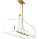 Sheffield 5 Light 46 inch White with Warm Brass Linear Chandelier Ceiling Light in White/Warm Brass