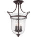 Trudy 3 Light 12 inch English Bronze Semi-Flush Ceiling Light