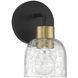 Flagler 1 Light 5 inch Matte Black with Warm Brass Accents Wall Sconce Wall Light, Lighting One