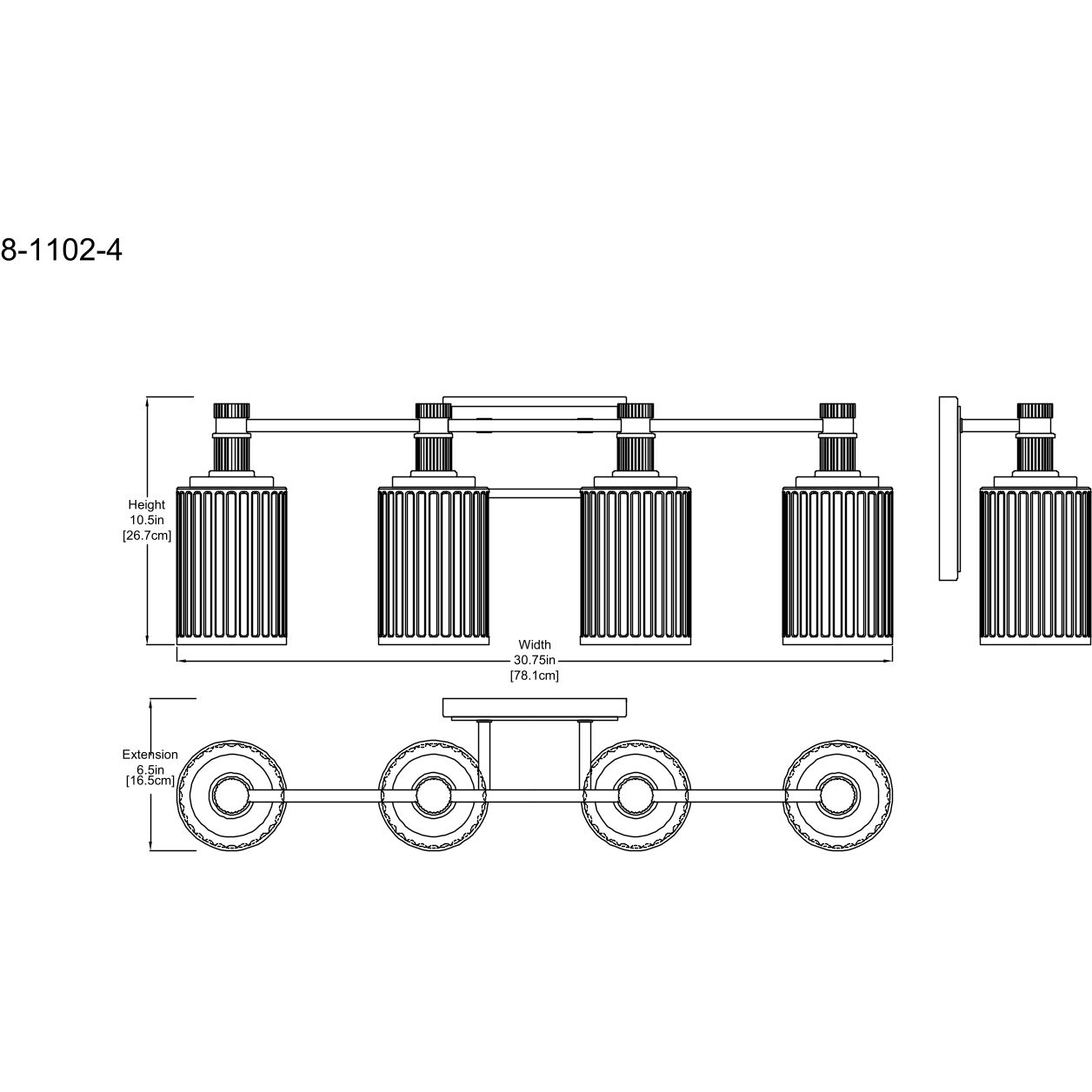 Concord 4 Light 30.75 inch Silver and Polished Nickel Bathroom Vanity Light Wall Light