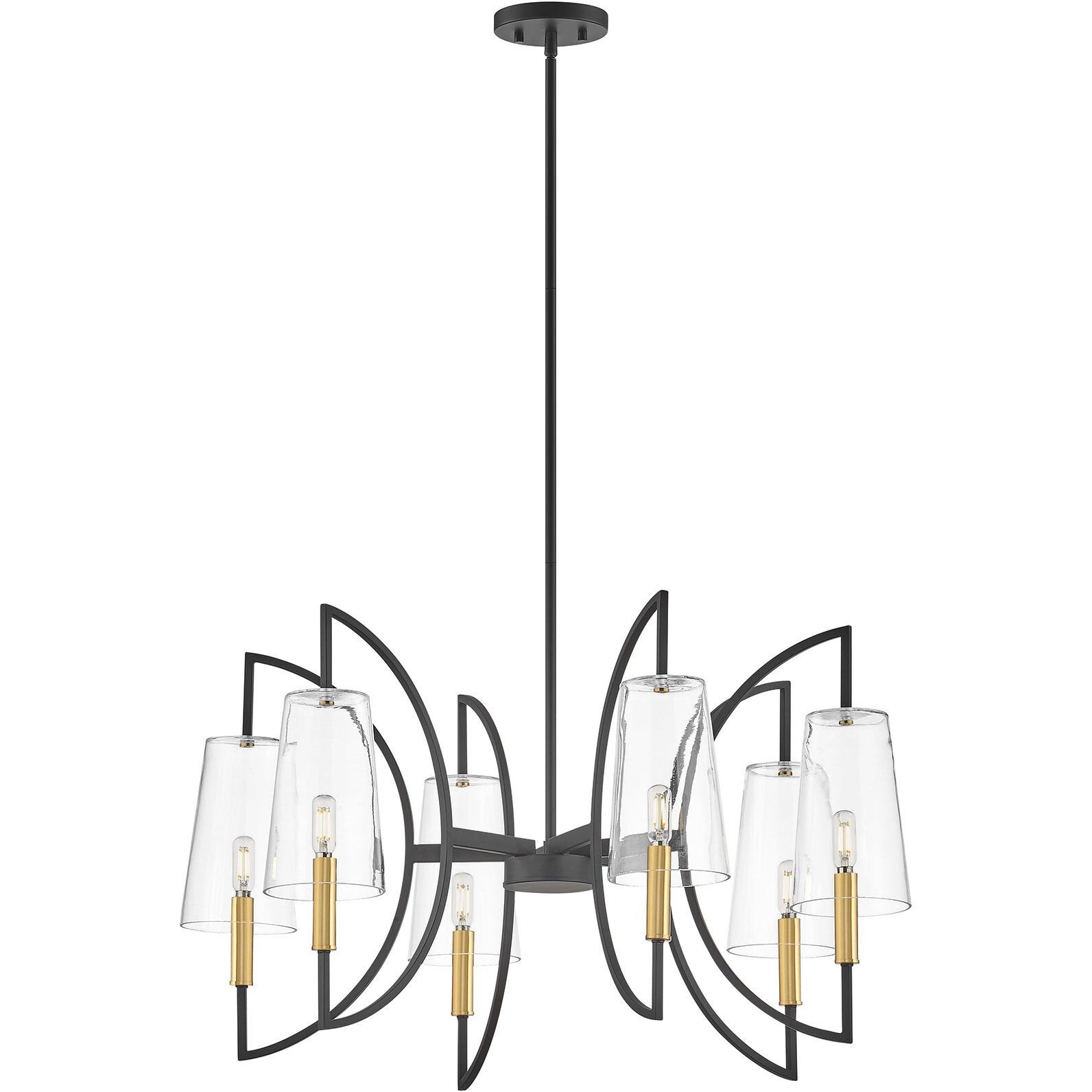 Hanley 6 Light 32 inch Matte Black and Warm Brass Chandelier Ceiling Light