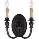 Provence 2 Light 11 inch Antique Copper Sconce Wall Light