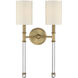 Fremont 2 Light 13 inch Warm Brass Wall Sconce Wall Light, Essentials