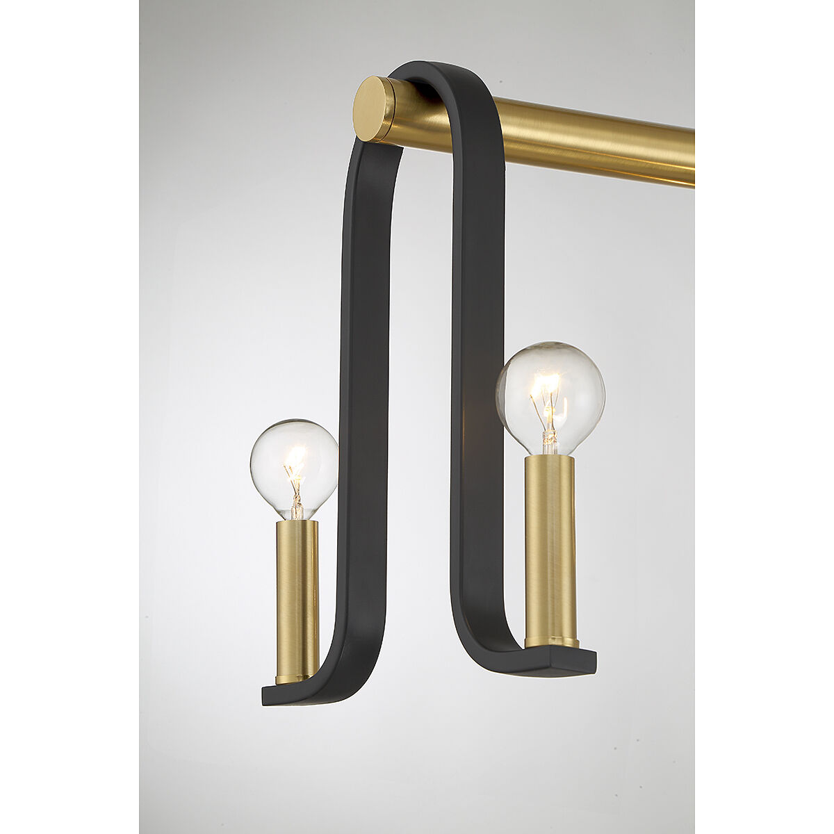 Archway 8 Light 38 inch Black with Warm Brass Accents Linear Chandelier Ceiling Light