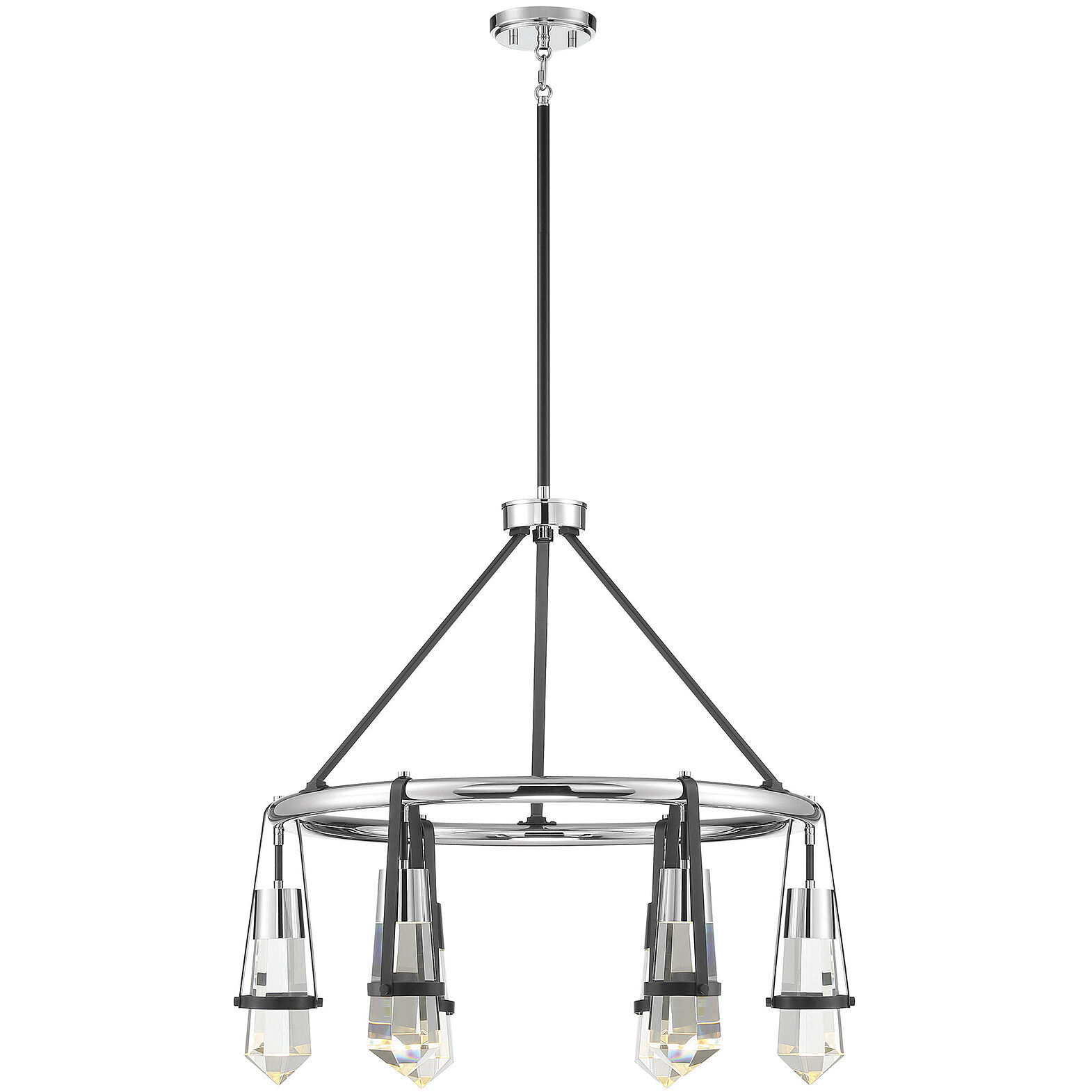 Denali LED 28.25 inch Matte Black with Polished Chrome Accents Chandelier Ceiling Light