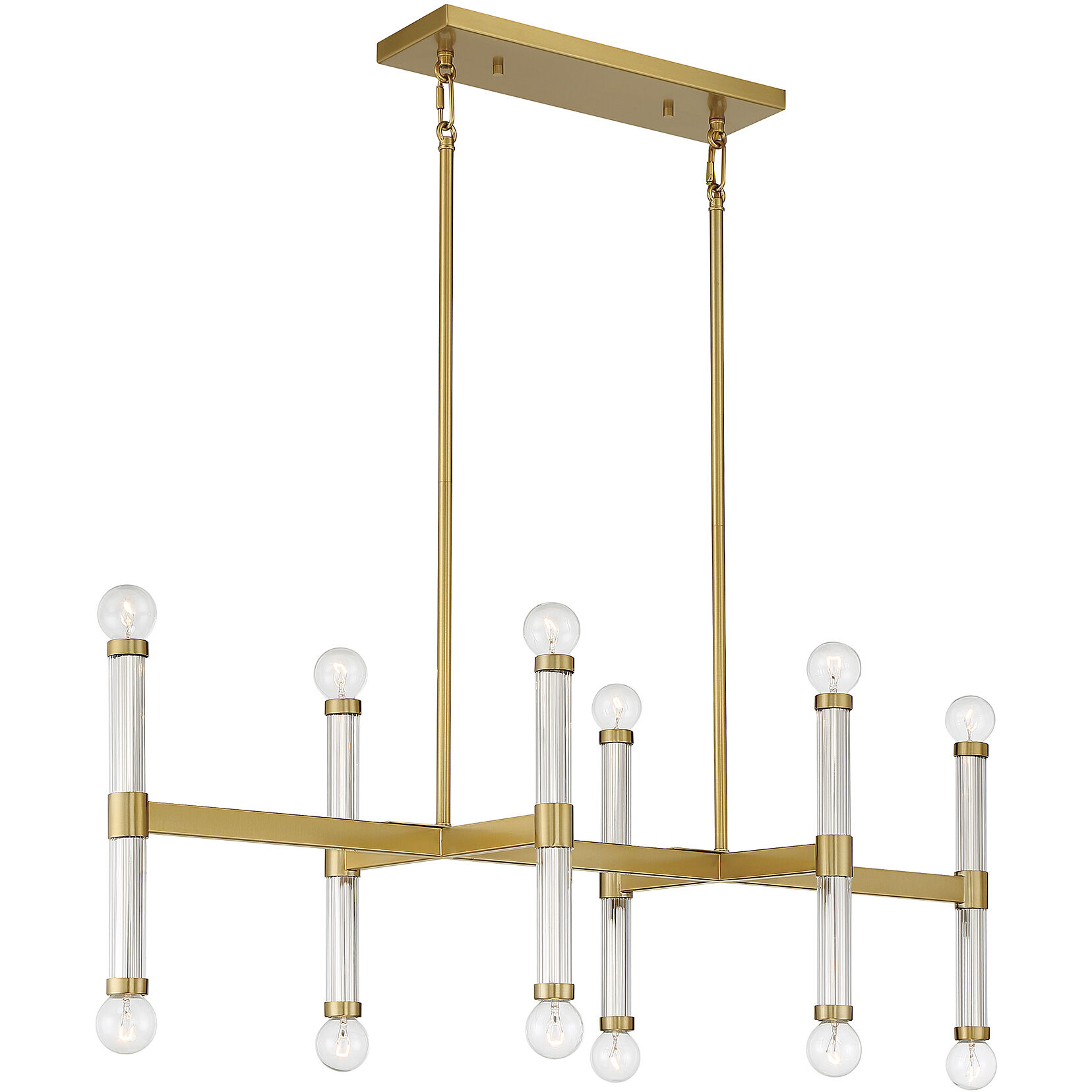 Kingsburg 12 Light 38 inch Warm Brass Linear Chandelier Ceiling Light
