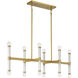 Kingsburg 12 Light 38 inch Warm Brass Linear Chandelier Ceiling Light