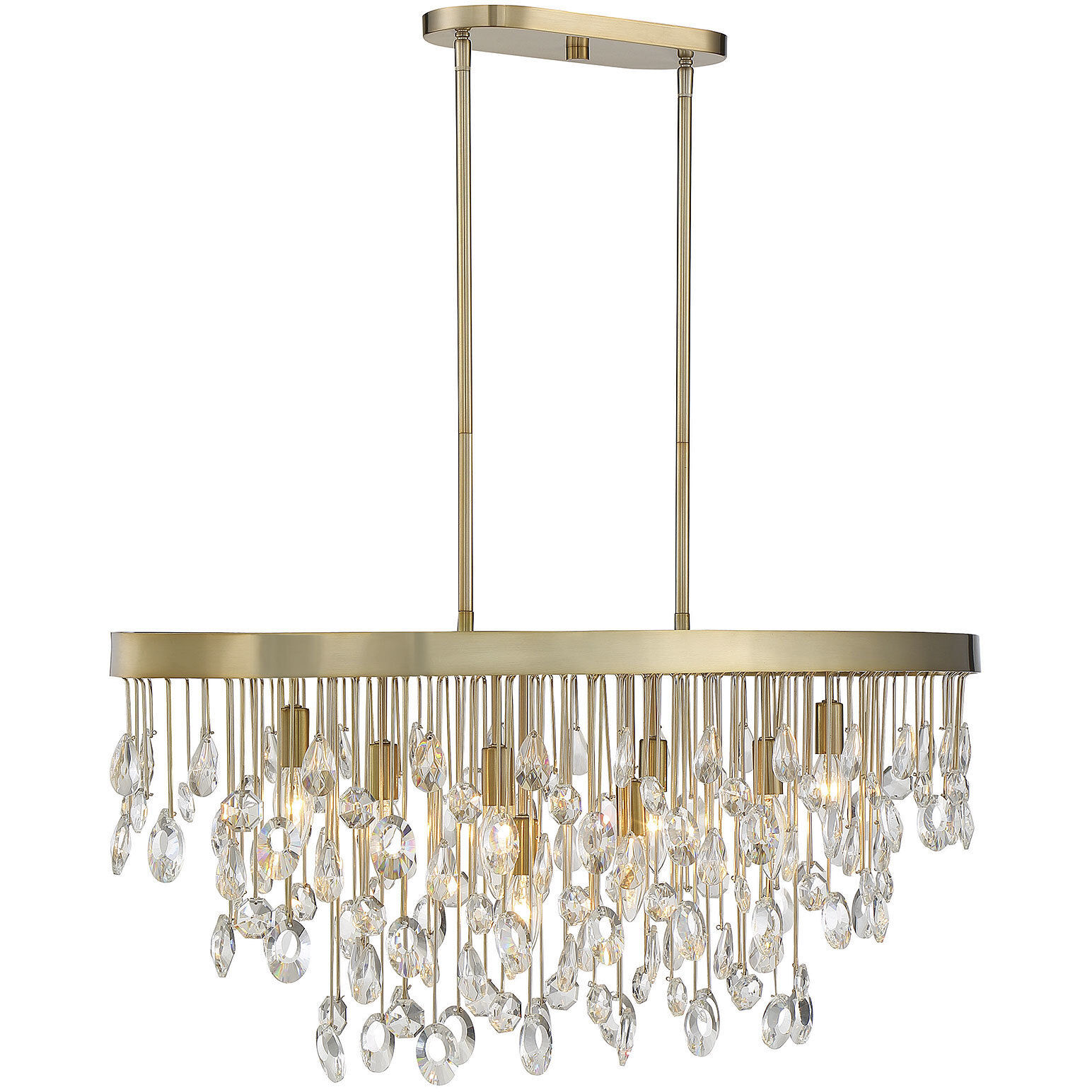 Livorno 8 Light 36 inch Noble Brass Linear Chandelier Ceiling Light, Oval