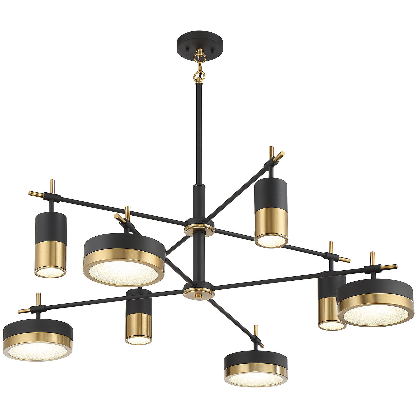 Savoy House 1-1637-8-143 Ashor LED 42 inch Black with Warm Brass Accents  Chandelier Ceiling Light