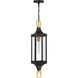 Glendale 1 Light 6.5 inch Matte Black with Burnished Brass Outdoor Hanging Lantern