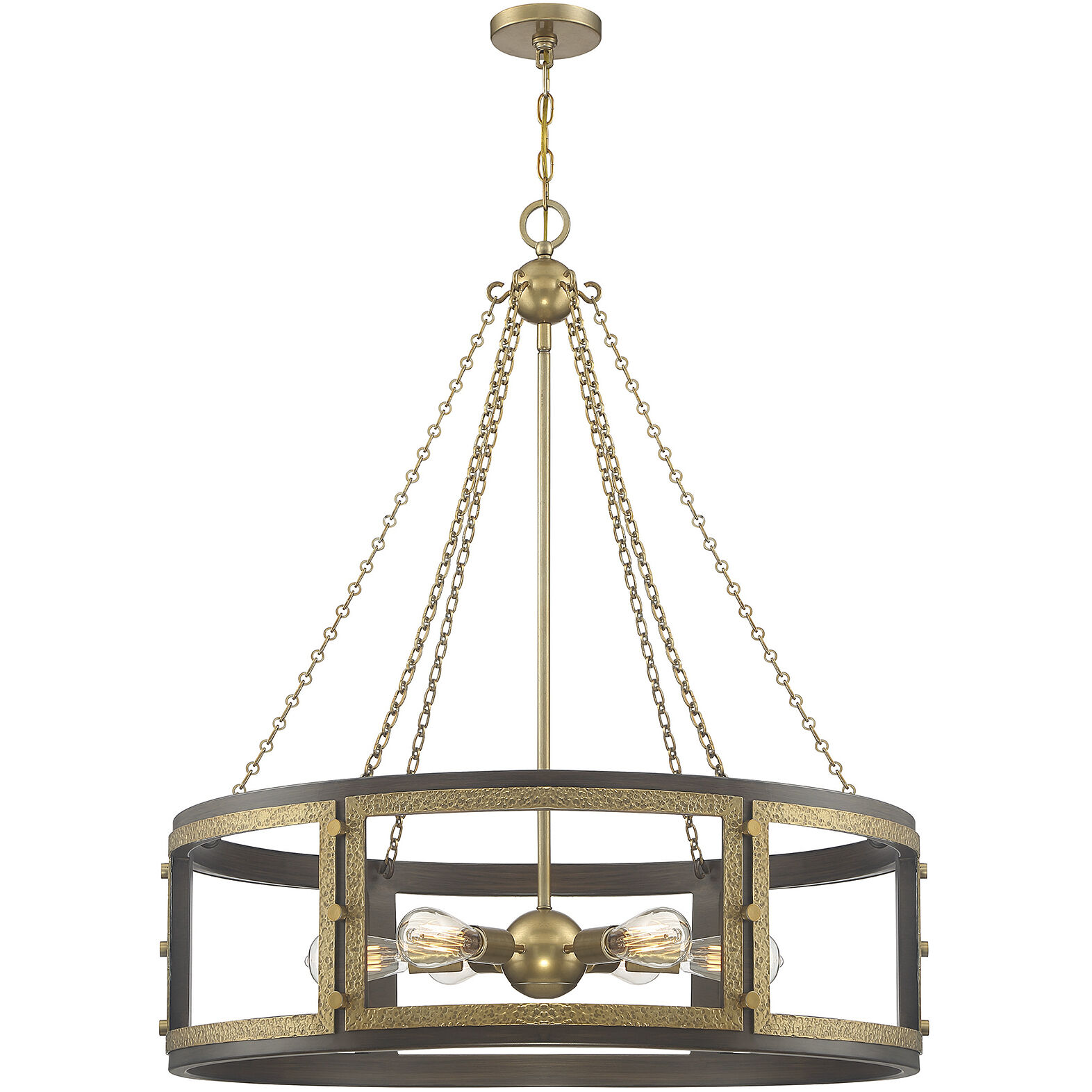 Lakefield 6 Light 34 inch Burnished Brass with Walnut Pendant Ceiling Light
