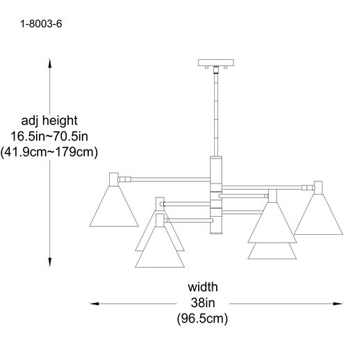 Pharos 6 Light 38 inch Noble Brass Chandelier Ceiling Light