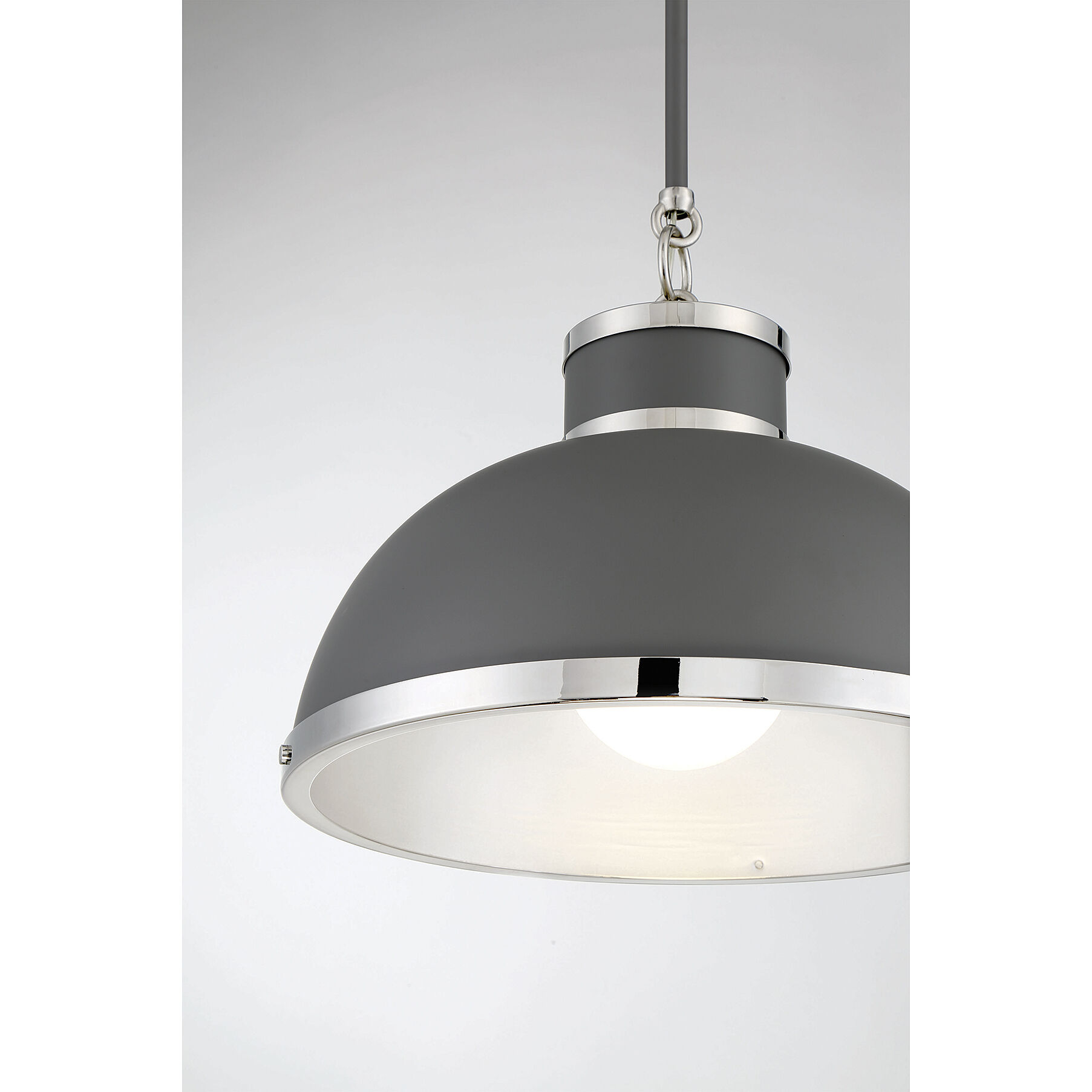 Corning 1 Light 16 inch Gray with Polished Nickel Accents Pendant Ceiling Light in Gray/Polished Nickel