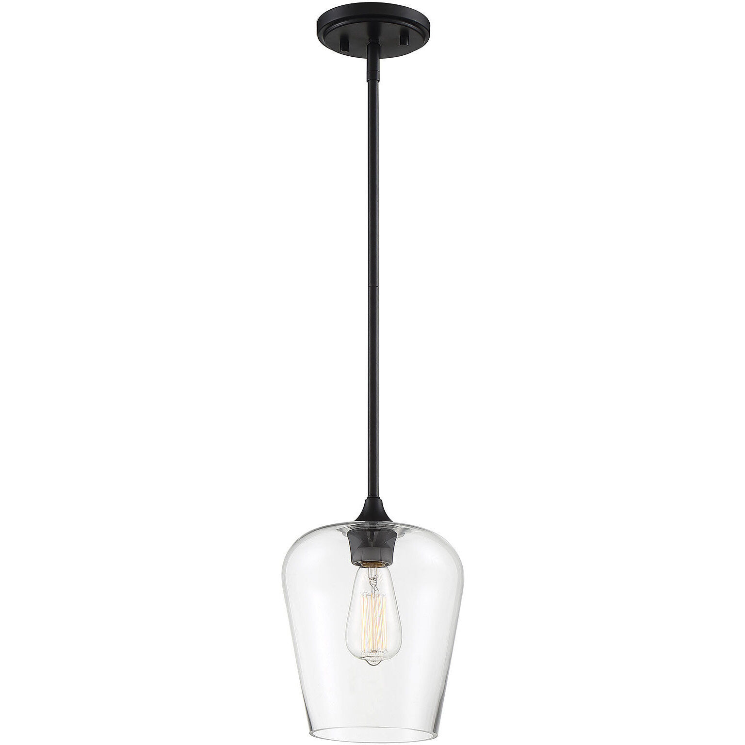 Octave 1 Light 8 inch Black Pendant Ceiling Light, Essentials