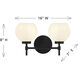 Hannah 2 Light 16 inch Matte Black Bathroom Vanity Light Wall Light, Lighting One