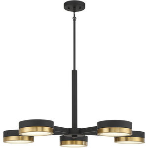 Ashor LED 34 inch Black with Warm Brass Accents Chandelier Ceiling Light