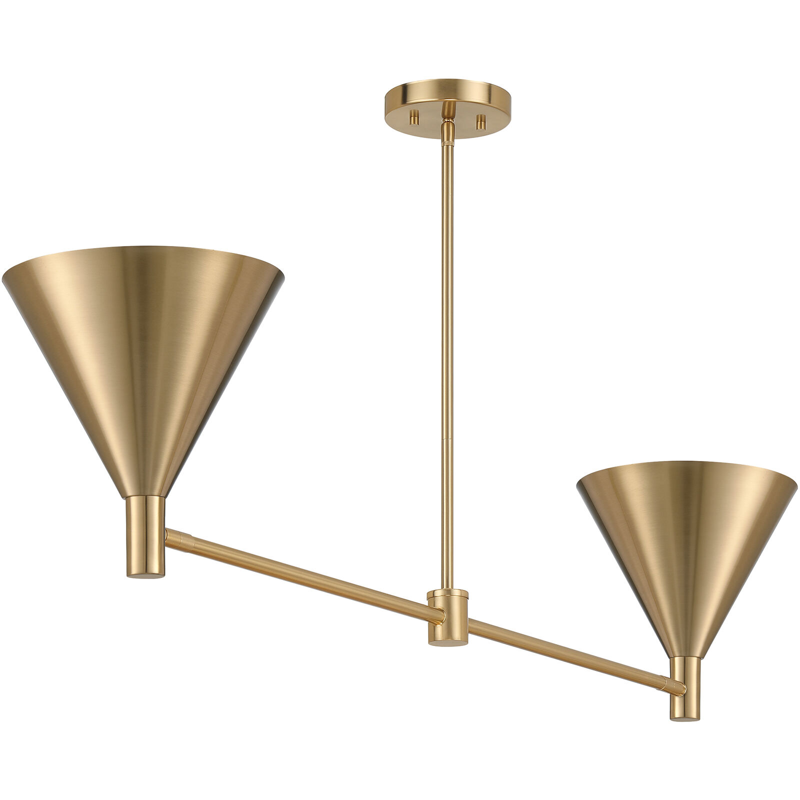 Pharos 2 Light 50 inch Noble Brass Linear Chandelier Ceiling Light