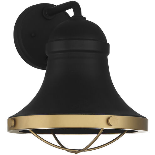 Belmont 1 Light 13 inch Textured Black with Warm Brass Accents Outdoor Wall Lantern