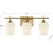 Octave 3 Light 21 inch Warm Brass Bathroom Vanity Light Wall Light, Essentials