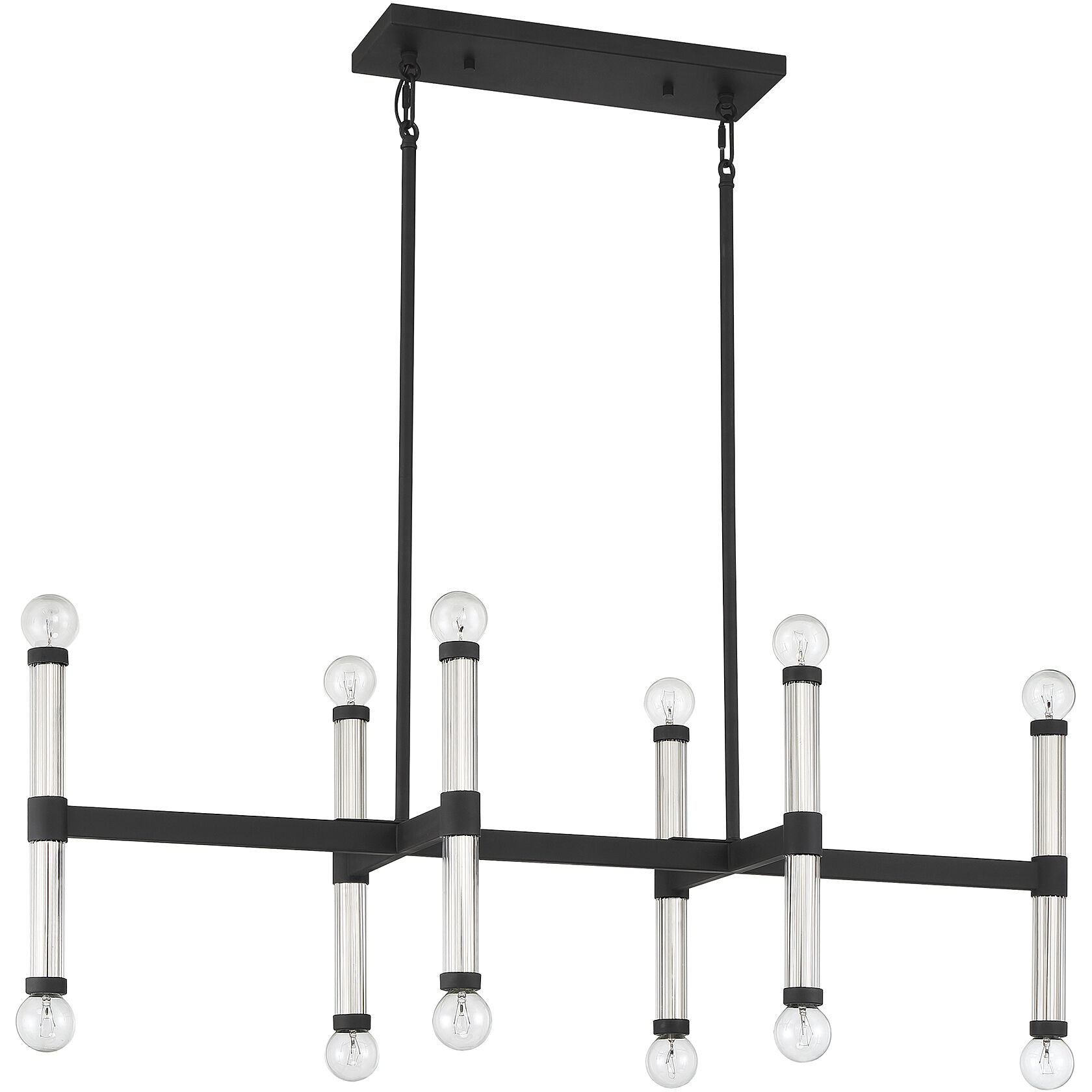 Kingsburg 12 Light 38 inch Matte Black Linear Chandelier Ceiling Light