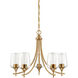Octave 5 Light 23 inch Warm Brass Chandelier Ceiling Light, Essentials