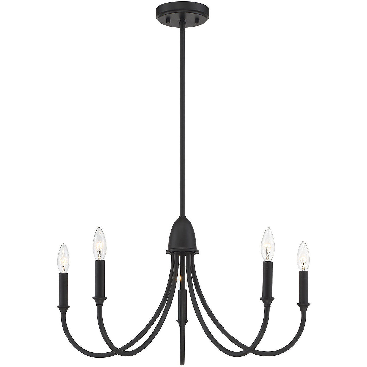 Cameron 5 Light 29 inch Matte Black Chandelier Ceiling Light, Essentials
