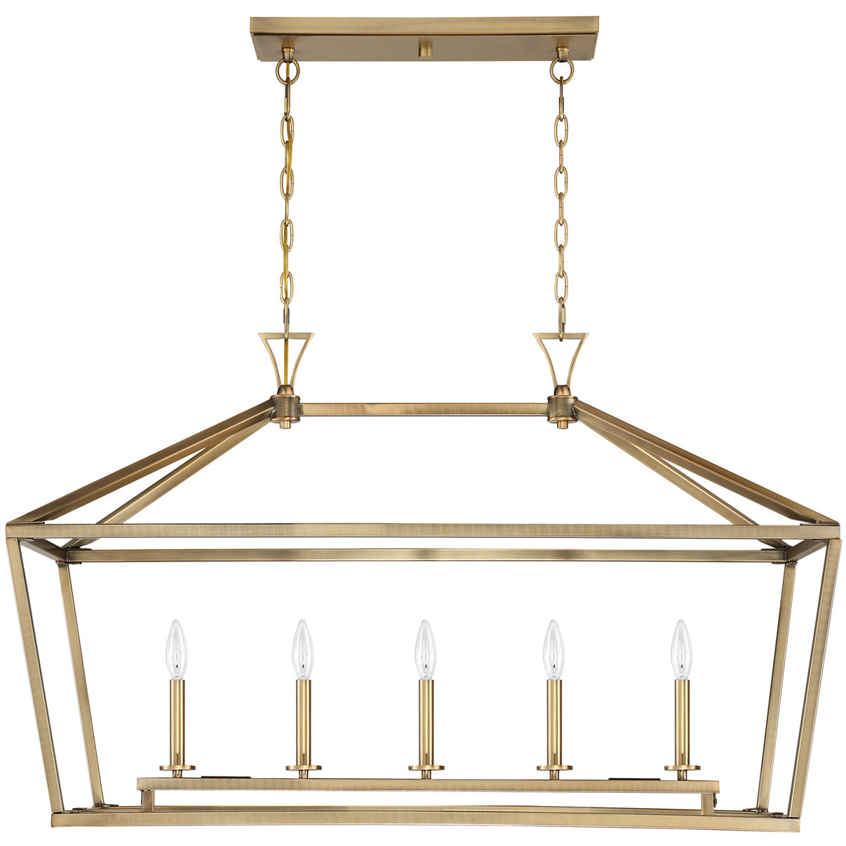 Townsend 5 Light 44 inch Warm Brass Linear Chandelier Ceiling Light, Essentials