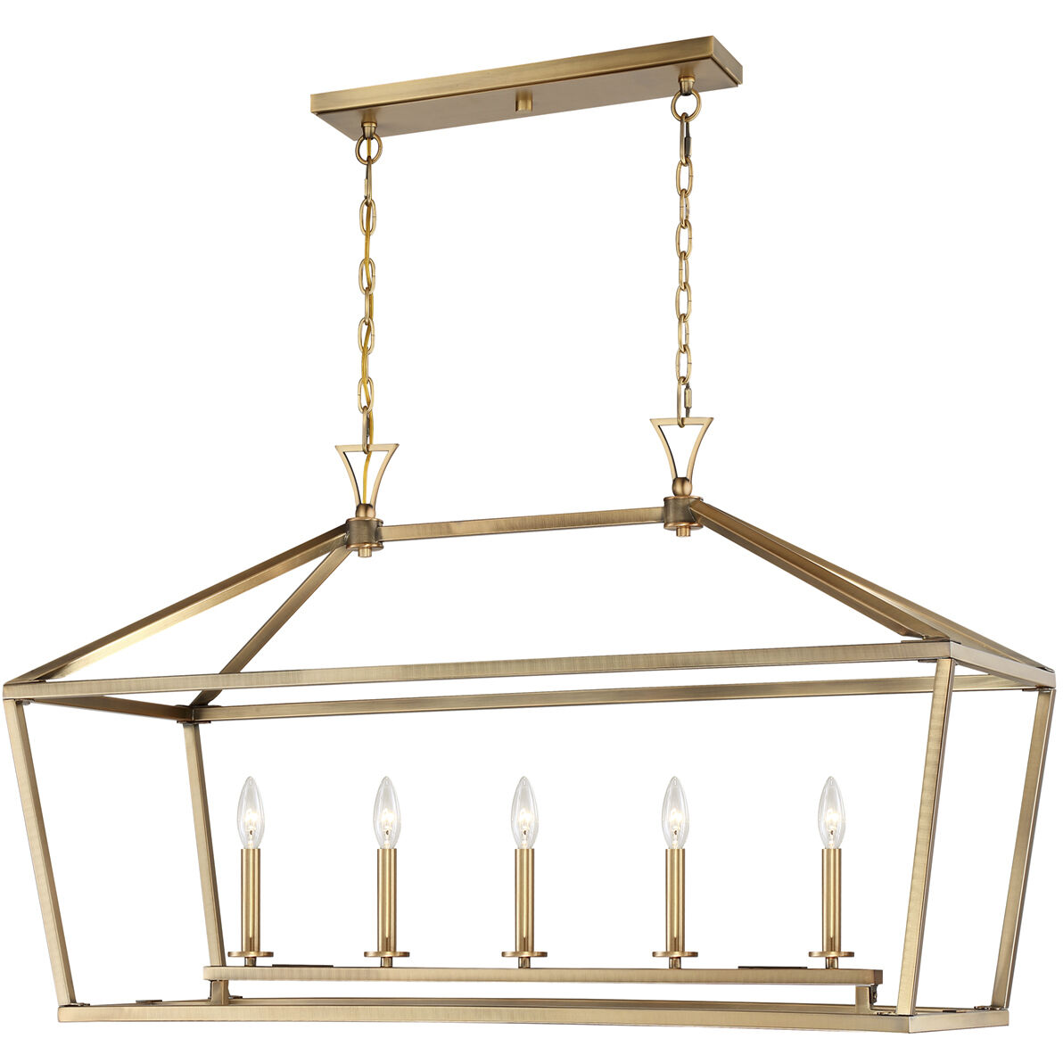 Townsend 5 Light 44 inch Warm Brass Linear Chandelier Ceiling Light, Essentials