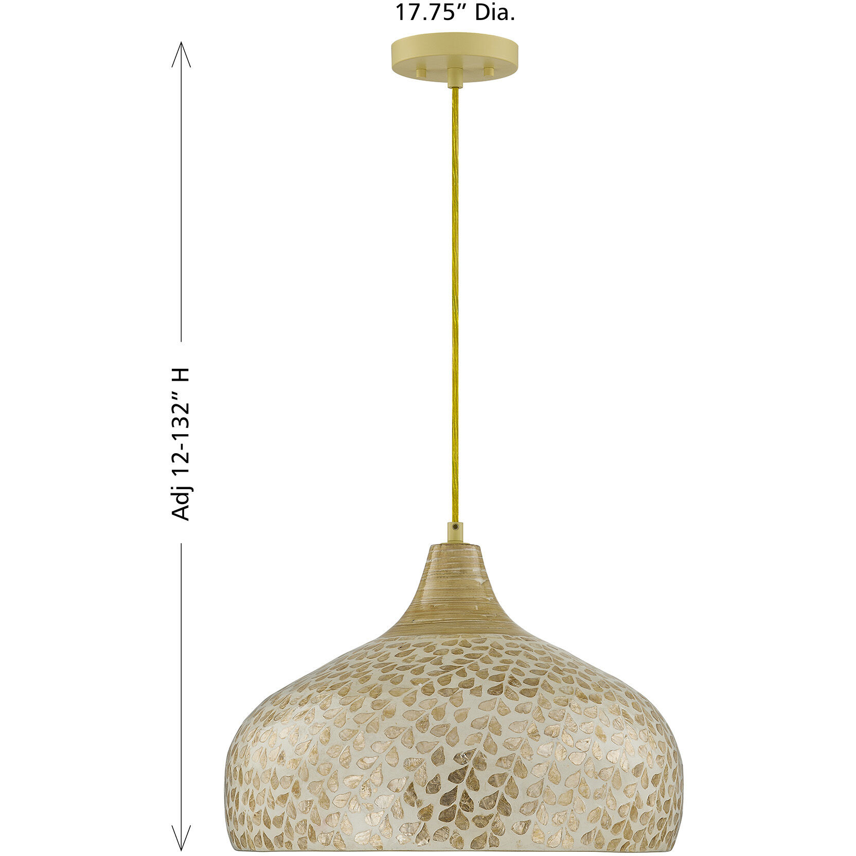 Kemp 1 Light 17.75 inch Ivory and Gold Shell Pendant Ceiling Light