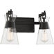 Lakewood 2 Light 16 inch Matte Black Vanity Light Wall Light, Essentials