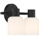 Strand 2 Light 10.25 inch Matte Black Bathroom Vanity Light Wall Light, Lighting One