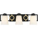 Russo 3 Light 24 inch Matte Black with Warm Brass Accents Bathroom Vanity Light Wall Light, Lighting One