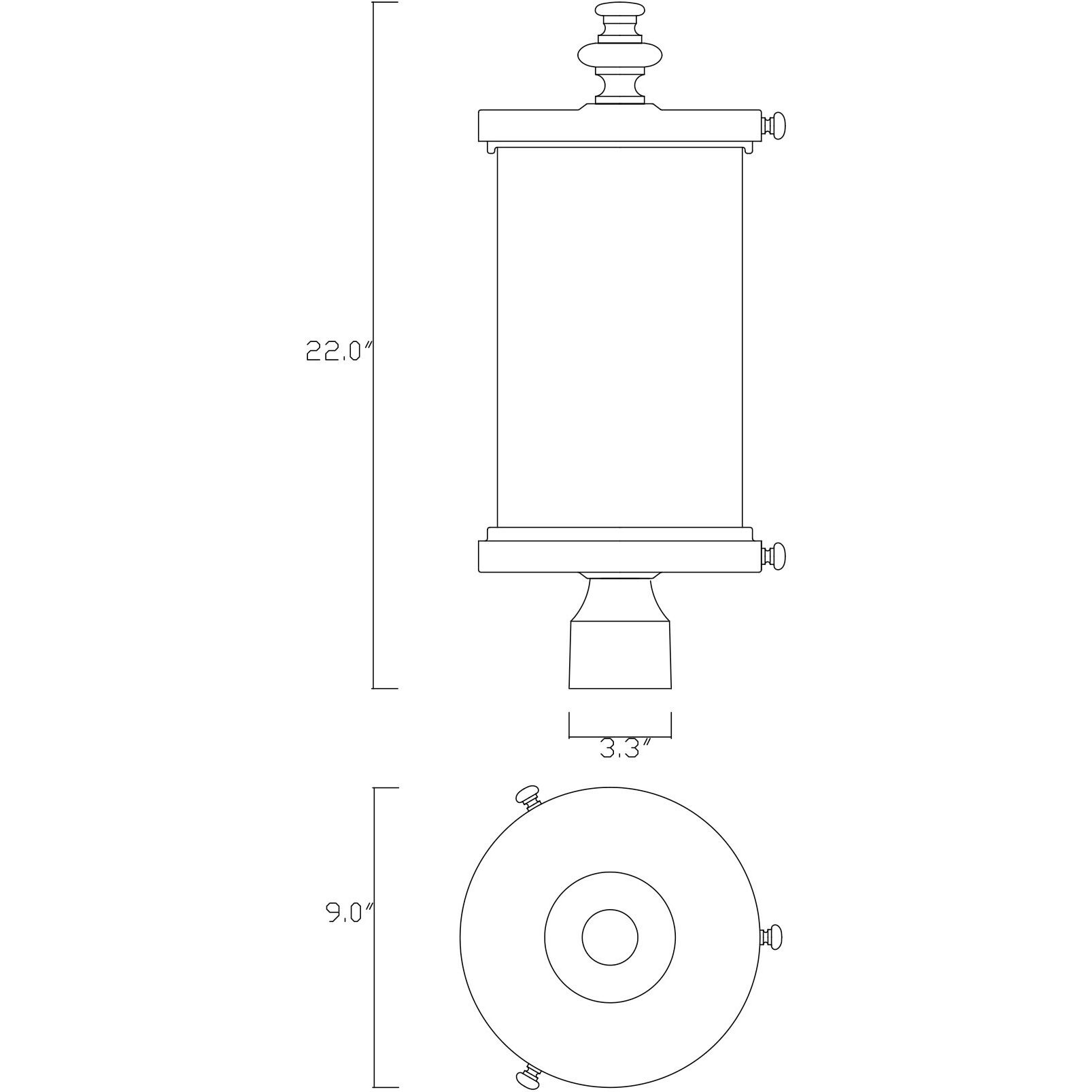 Palmer 3 Light 22 inch Walnut Patina Outdoor Post Lantern