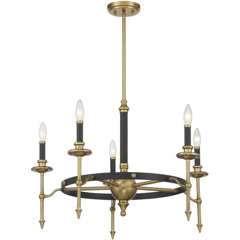 Consulate 5 Light 28 inch Matte Black and Warm Brass Chandelier Ceiling Light
