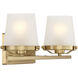 Klein 2 Light 15.5 inch Warm Brass Bathroom Vanity Light Wall Light, Lighting One