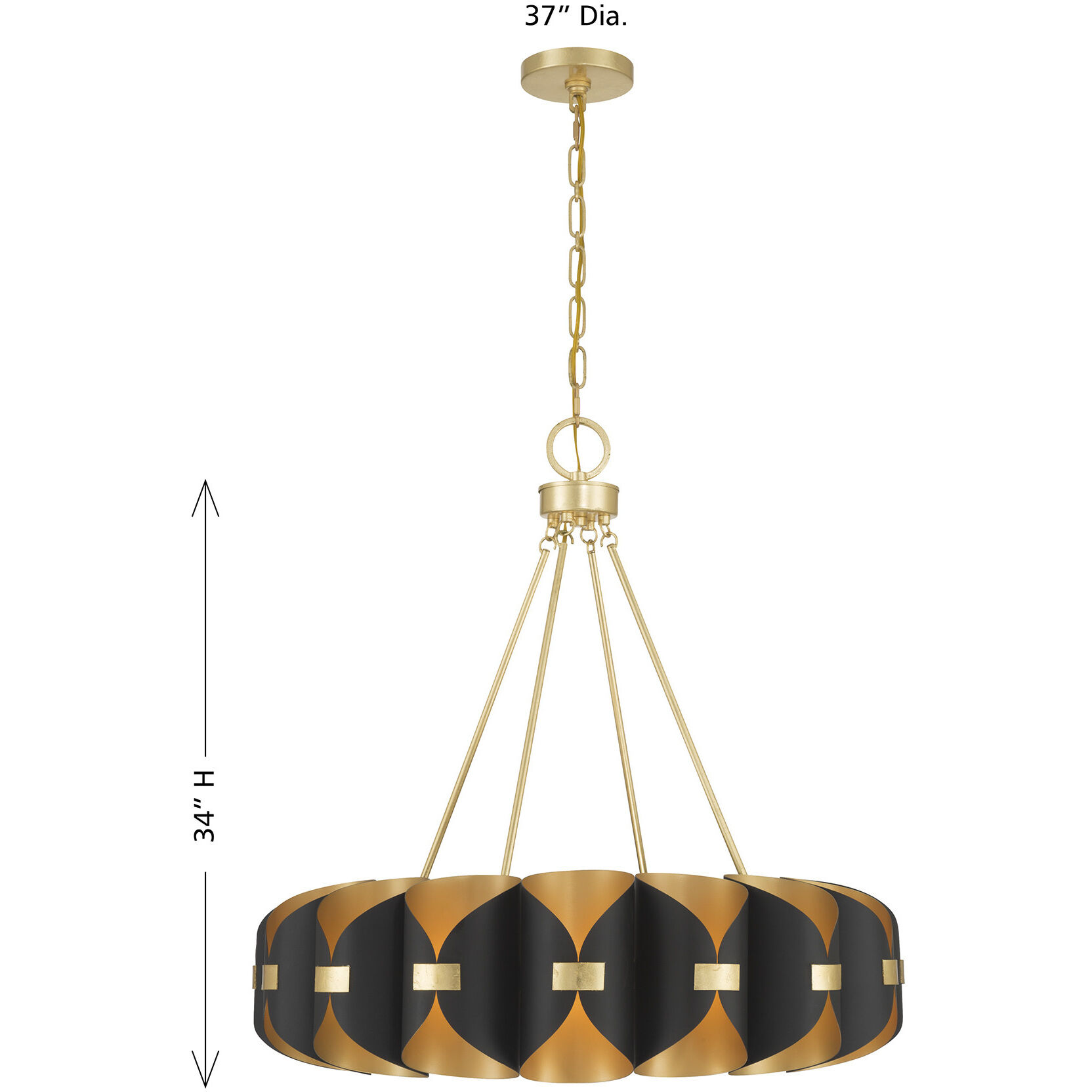 Pelham LED 27.75 inch Black Cashmere and True Gold Chandelier Ceiling Light